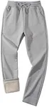 Gihuo Men's Winter Fleece Pants Sherpa Lined Sweatpants Straight Leg Active Running Sweat Pants Comfy Lounge Pants (2# Light Grey, Large)