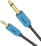 J&D 1/4 inch TS to 3.5mm TRS Cable, Heavy-Duty Gold Plated 6.35mm 1/4 inch Male to 3.5mm 1/8 inch Male Mono Interconnect Stereo Aux Cable for Phone Laptop MP3 Speaker Mixer, 3 Feet