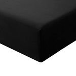 RUIKASI Double Fitted Sheet Deep - Black Bottom Sheet for Double Size Bed with 40cm 16 Inches Extra Deep Sided Pocket, Soft Microfiber Bedsheet Ultra Deep Fit with Mattress