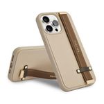 CUSTYPE Compatible with iPhone 14 Pro Max Case with Adjustable Wristband Strap Kickstand,Finger Grip Loop Leather Case for Women Girl for iPhone 14 Pro Max 6.7inch-Brown