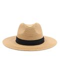 Zylioo L-XL Straw Panama Hats for Big Heads Large Summer Beach Sun Hat Big Wide Brim UV Holiday Hat for Men Women