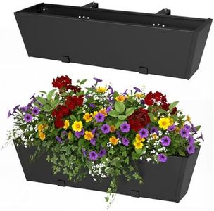 Jasdego Railing Planter Box - Heavy Duty Window Boxes, 36” Deck Railing Planter Boxes with Adjustable Bracket, Deck Planters for Railing Outdoor Fence (2 Packs)