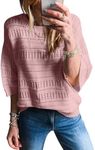 SHEWIN Tops for Women Trendy Causal Short Sleeve Sweater Loose Crew Neck Tunic Sweaters Lightweight Cable Knit Womens Tops Rose Tan 2XL