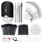 215 Pcs Eyelash Extension Supplies Lash Tech, Modacraft USB Air Conditioning Blower, Straight Curved Tweezers, 100 Mascara Brush, 50 Micro Applicator, 50 Ring Cup Holder, 2 Tapes 10 Pairs Eye Gel Pads