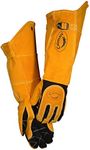 Caiman Premium Split Deerskin MIG/Stick Welding Gloves with Fleece/Foam Insulation, 21-inch length, Split Cowhide Leather Heat Shield Patch, Sock Lined Foam, Kevlar, Black/Gold, X-Large (1878-5)