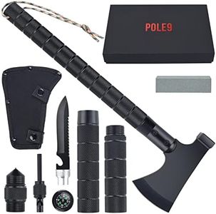 POLE9 Survival Axe 11-in-1 Multitool Axe - outdoor Axe with 11 functions of Camping Axe, flint, knife, whetstone, saw, hammer and many more - optimal survival tool