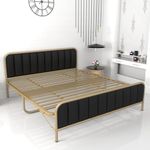 Honey Touch Queen Bed | Cushion Headboard | Folding Style No Assembly Required | Powder Coated | 5ft x 6.25ft