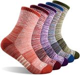 FEIDEER 5 Pairs Women's Hiking Walking Outdoor Recreation Socks Wicking Cushion Crew Socks (5WS20405-M)