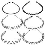 tao pipe 6 PCS Metal Headband Black Hair Hoop Spring Wave Hairband Multi-Style Unisex Flexible Headbands Accessories for Women Men