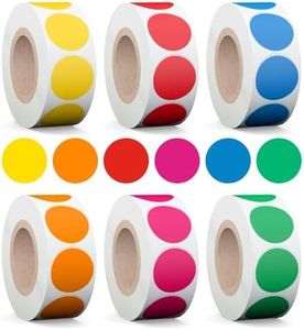 AveneMark 3000Pcs 3/4" Color Coding Labels Circle Dot Stickers,Round Yard Sale Stickers with Bright Yellow Green Red Pink Orange Blue, Garage Sale Price Stickers(6 Rolls,500 Labels/Roll)