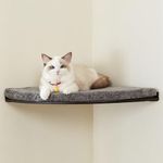 LIORCE Wall Mounted Corner Cat Bed - Cat Shelf with Comfortable Cushion - Minimalistic Cat Furniture for Indoor Cats - Climbing Cat Perch for Wall, Walnut