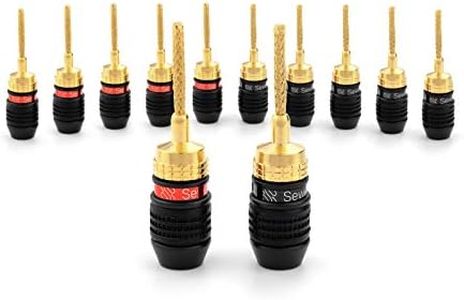 Deadbolt Flex Pin Banana Plugs for Spring Loaded Speaker Terminals, 6 Pairs Gold Plated Plugs