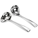 Yarlung Set of 2 Gravy Spoon Small Ladle 7 Inch Sauce Drizzle Spoon with Spout, 18/10 Stainless Steel Mini Soup Ladle Kitchen Utensils Table Serving