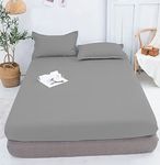 Prime Linens Fitted Sheet 25cm/10” Deep-Ultra Soft Plain Dyed Wrinkle Fade Resistance Non Iron Breathable Poly Cotton Sheet for Bed Mattress Cover (Grey-Fitted Sheet, Double)