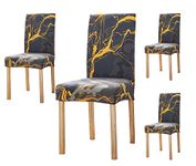 House of Quirk Elastic Chair Cover Stretch Removable Washable Short Dining Chair Cover Protector Seat Slipcover (Pack 4, Dark Sunrise), Polyester