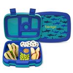 Bentgo Kids Prints (Sharks) - Leak-Proof, 5-Compartment Bento-Style Kids Lunch Box - Ideal Portion Sizes for Ages 3 to 7 - BPA-Free and Food-Safe Materials