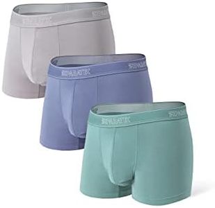 Separatec Men's Trunks 2.0 Micro Modal Underwear Soft Breathable Dual Pouch 3 Pack, Gray Blue+dark Green+light Gray, L