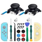 2-Pack Joycon Joystick Replacement Analog Thumb Sticks for Nintendo Switch, Joystick Replacement Parts Repair Kit for Joycon & Switch Lite, Include Metal Buckles, Screwdrivers, Thumb Grips Caps, Pry Tools, Tweezers