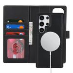 Zouzt Case for Samsung Galaxy S24 Ultra, Detachable 2 in 1 Wallet Magnetic Wireless Charging Case with [Card Holder] [Kickstand] PU Leather Flip Magnetic Shockproof Protective Phone Cover - Black