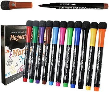 NASHRIO 12 pcs Whiteboard Markers Dry Erase Markers with Eraser Cap, Refillable Whiteboard Markers, Fine Tip board markers,Erasable markers for Chalkboards, Signs, Windows, Blackboard, Glass