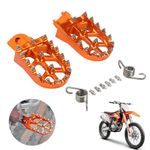 Motorcycle Footpegs Foot Rest Footrests Pedals with Spring CNC for 65-400 SX 250-450 SXF 150 300 XC 250-450 XC-W/XCF-W 150-530 EXC 250 350 EXC-F 640-1290 Adventure Enduro Supermoto Orange