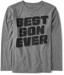 The Children's Place Boys' Family,Mom,Dad,Sibiling Long Sleeve Graphic T-Shirts, Best Son Ever Grey, X-Large, Best Son Ever Grey, X-Large