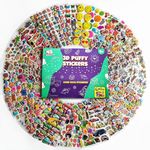 SOFTZO 3D Stickers for Children - 45 Puffy Sheets with 1300+ Kids Stickers - Perfect for Party Bag Fillers, Scrapbooking, Fun with Stickers of Cars, Letters, Numbers, Dinosaur, Stars, Alphabet & More