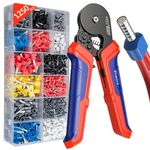 Preciva Ferrule Crimping Tool Kit, Octagonal Crimping Pliers with 1250PCS Single & Twin Ferrules Connectors, Self-Adjustable Ratchet Ferrule Terminals Crimper AWG 23-7