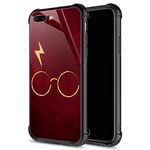 CARLOCA Compatible with iPhone 8 Plus Case,Glass Flash Red iPhone 7 Plus Cases for Men Boys Teenagers,Graphic Design Shockproof Anti-Scratch Hard Back Case for iPhone 7/8 Plus