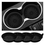 Ohleats 4 PCS Car Cup Holder Coasters, 2.75 Inch Silicone Auto Anti-Slip Recessed Coaster, Universal Diamond-Shaped Waterproof Coasters for Most Vehicle, Interior Car Accessories (Black)