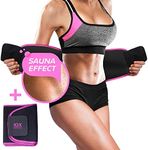 2 Pack Pink Waist Trimmer Belt by 10xSWEAT - Weight Loss Wrap - Stomach Fat Burner - Low Back and Lumbar Support with Sauna Suit Effect - Best Abdominal Trainer