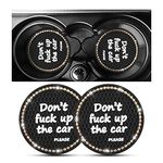 2 Pack Bling Car Coasters for Cup Holder, Crystal Rhinestone 2.75 in Cup Holder Coaster, Silicone Anti-Slip Insert Cup Mats for Women, Interior Accessories Universal for Most Cars (Black/Multicolor)