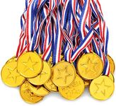 Yolev 30 Pieces Gold Plastic Winner Award Medals, Winner Awards for Sports, Games Competition, Talent Show, Spelling Bee, Gymnastic Party Favors, and Decorations