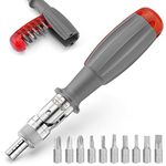 AECCN 10 in 1 Ratcheting Multi-Bit Screwdriver Set, 180° Rotating Ratchet Screwdriver Adjustable Magnetic Tool with Phillips, Slotted, Square and Torx - FO-6009X