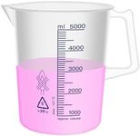 Labvida Plastic Beakers with Handle,Vol.5000ml(169.09oz) Measuring Cup with Blue Scale Line, Plastic Pitcher PP Material Ideal for Science Activities and Household Use, LVB022