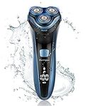 Gifts for Him Electric Shavers Men-Wet and Dry Rechargeable Mens Rotary Razor with Pop-up Trimmer Cordless IPX7, 100-240V Worldwide Shaver for Men with LCD Display & Travel Lock