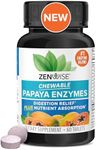 Zenwise Health Papaya Enzymes Chewable with Digestive Enzymes and Bromelain for Digestive Health and Bloating Relief for Women and Men, Enzymes for Digestion and Gut Health - 60 CT