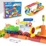 Mirana Block Rider Toy Train Set with Colorful & Multiple Track Layout, USB Rechargeable Type-C Engine, Various Sound Modes - Vande Bharat, Rajdhani, Delhi Metro, Kids 2-8 Years (Basic - 47 Pcs)