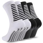 Geebuzz 4 Pairs Football Grip Socks Non Slip Soccer Basketball Athletic Socks for Men Women (UK, Alpha, One Size, Regular, Regular, Black+White)