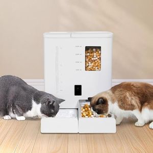 PaWz 2-in-1 Automatic Cat Feeder Waterer, WiFi Smart Camera Cat Dog Feeding Drinker with App Control Timed Voice Recorder, 4L Water 5L Cat Food Dispenser Capacity, Auto Pet Feeder with Night Vision