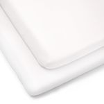 Clair de Lune 2 Pack Fitted Jersey Cotton Pram/Crib Sheets 90 x 40 cm (White)