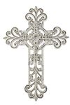 Comfy Hour 12" Polyresin Wall Cross Antique Style Handmade Classic Hollow Out Wall Decoration for Christmas, Communion and Nativity, White, Faith and Hope Collection
