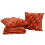 Home Soft Things Ogee Tatami Faux Fur Throw Blanket with Pillow Shell Set, 50" x 60", Burnt Orange