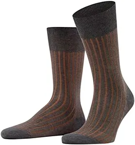 FALKE Men's Shadow Striped Dress Socks, Grey (Flanell 3210), 6.5-7.5, 1 Pair