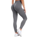 Ulknyss Seamless Butt Lifting Leggings for Women UK High Waisted Scrunch Booty Gym Leggings Workout Yoga Pants Womens(Grey,M)