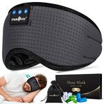 MUSICOZY Sleep Headphones Bluetooth 5.2 Breathable Sleeping Headphones Sleep Mask, Wireless Eye Mask Sleep Earbuds for Side Sleepers Men Women Office Nap Air Travel Cool Tech Gadgets Gifts Gray