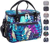 TOMULE Insulated Lunch Bag for Women - Soft, Reusable, Leakproof, Small Boite a Lunch Femme - Easy to Clean, Wide Open Insulated Cooler Bag with Adjustable Shoulder Strap(8.5L, Floral, Blue)