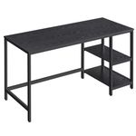 VASAGLE Computer Desk, Writing Desk with 2 Shelves on Left or Right, Work Table for Office Living Room, Steel Frame, Industrial, Ebony Black LWD055B02