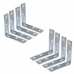 SUL Bright Zinc Plated Corner Braces Brackets Plates, Joint Right Angle Bracket 90 Degree Corner Fastener for Wood Furniture Bedframe Cabinet Drawer Chair - 100mm (4 inch) (8pk)