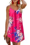 ULTRANICE Women's Summer Beach Dresses Floral Swing Spaghetti Straps Cover Up Mini Sundresses(Floral E,L)